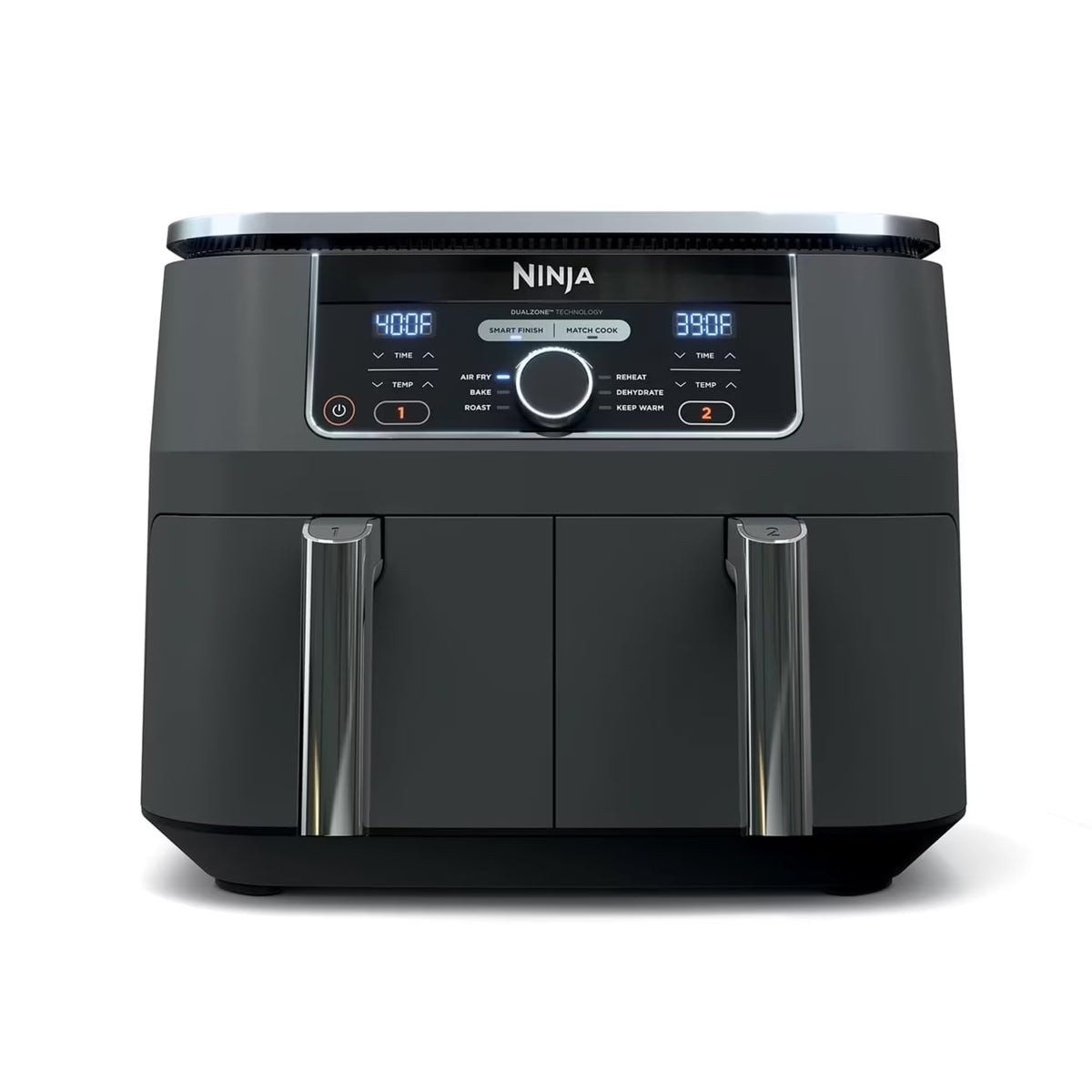 Foodi 8 qt 2-Basket Air Fryer, Black DualZone Technology, Smart Finish