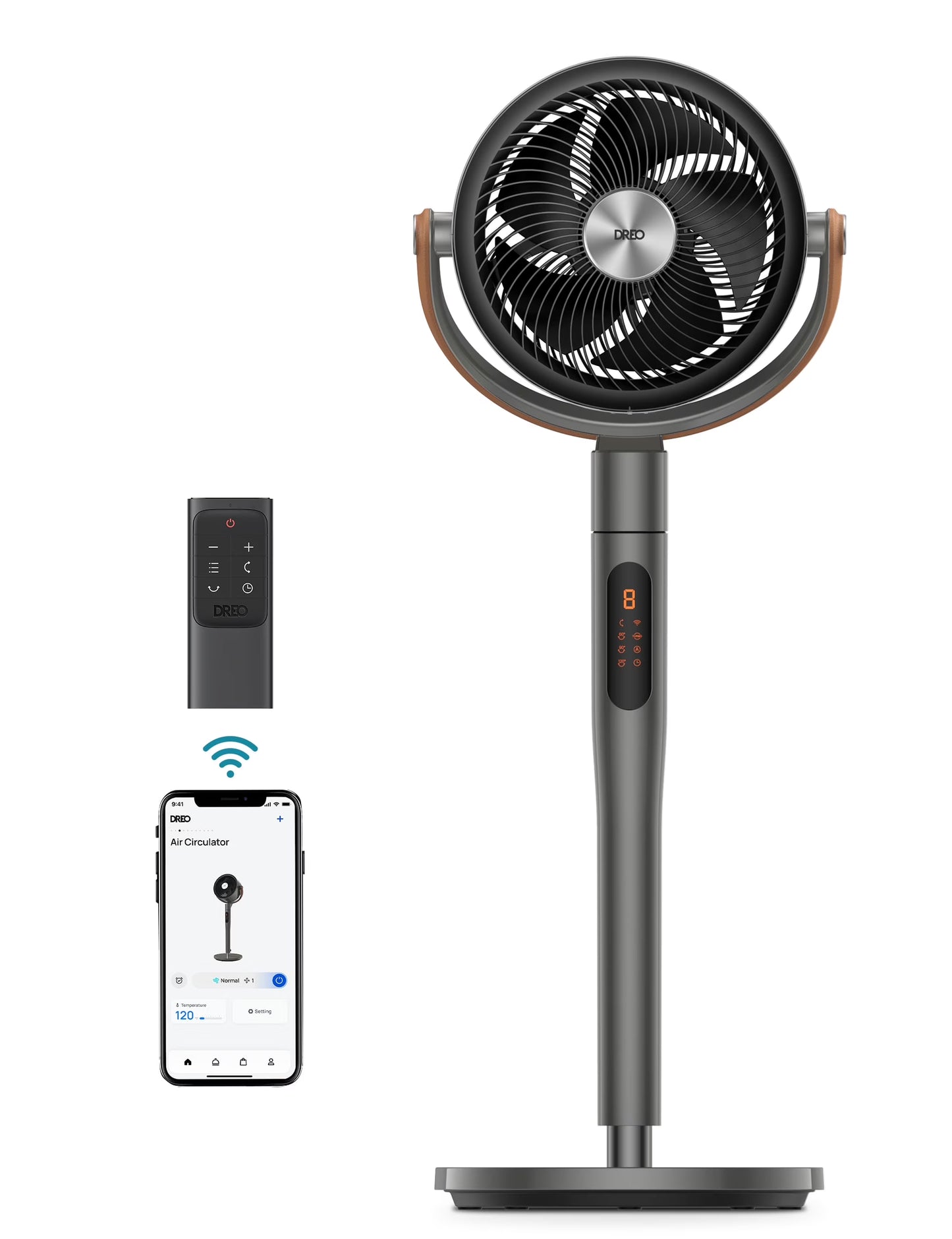 Pedestal Fan with Remote, 43'' Quiet Standing Fan for Home Bedroom, 120��+105�� Smart Oscillating Floor Fans with Wi-Fi/Voice Control, Works with Alexa/Google, 6 Modes, 8 Speeds, 12H Timer