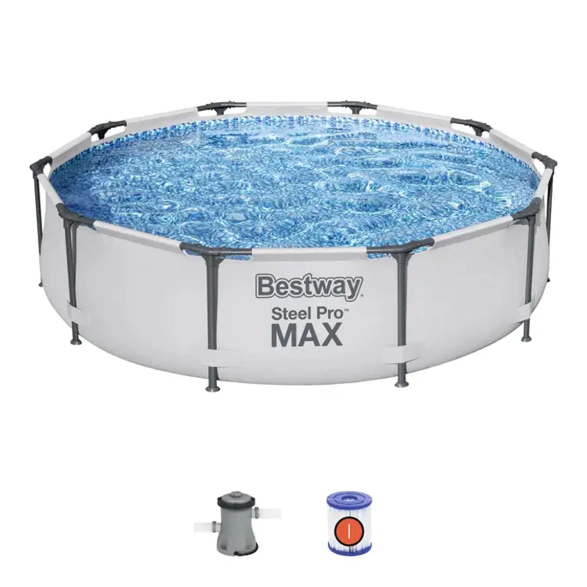 Steel Pro MAX 10'x30" Above Ground Outdoor Swimming Pool with Pump Metal frame pools Round