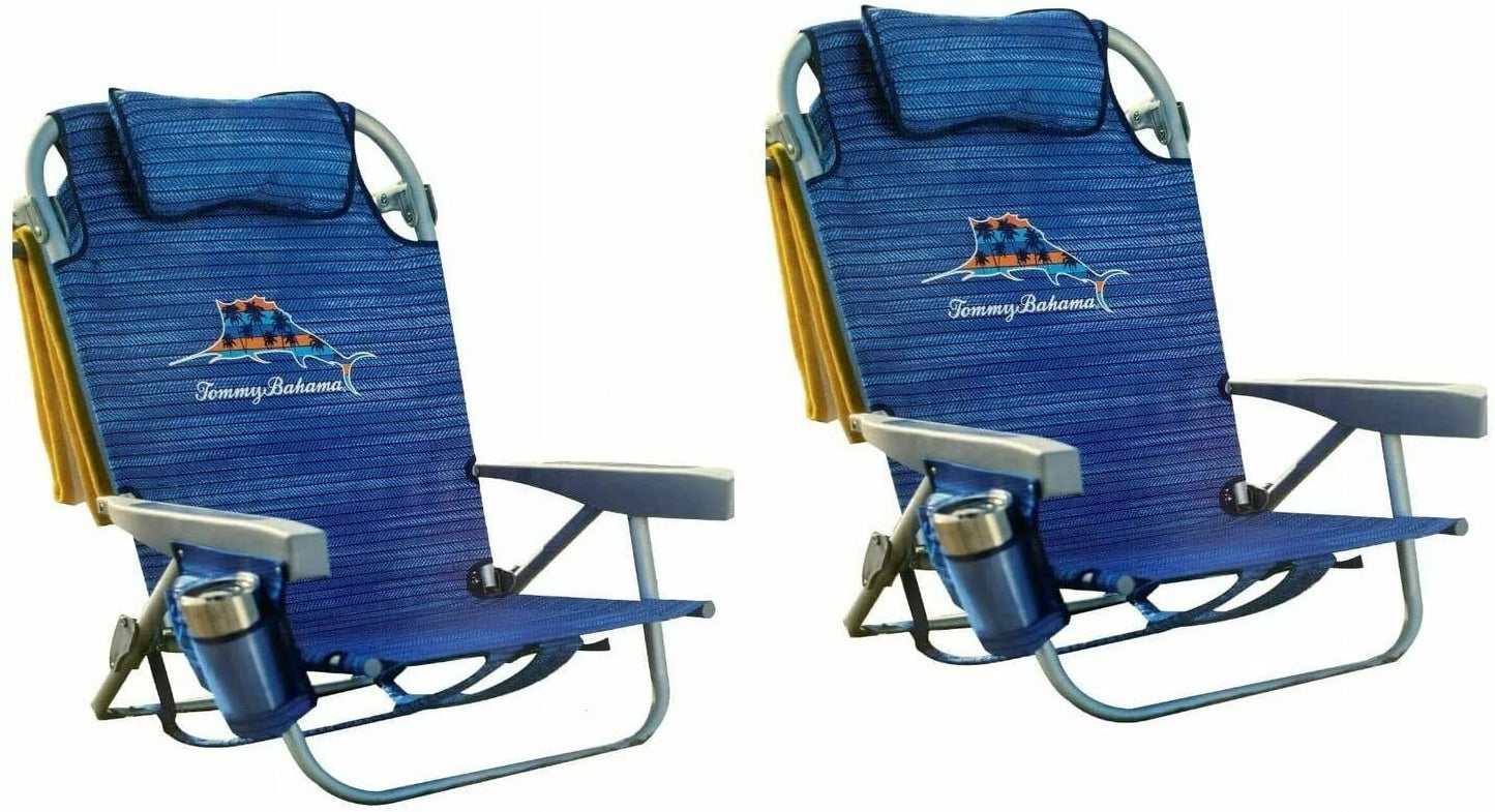 Backpack Beach Chairs (2 PACK Blue )
