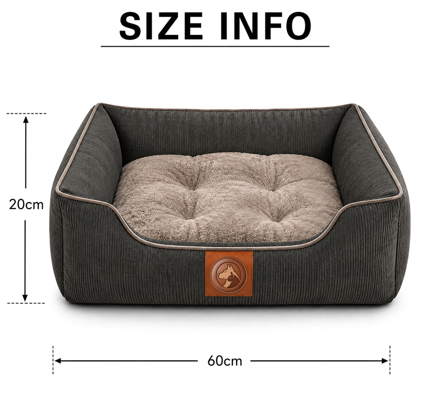 Corduroy Orthopedic Pet Sofa Bed – Plush Raised Sides