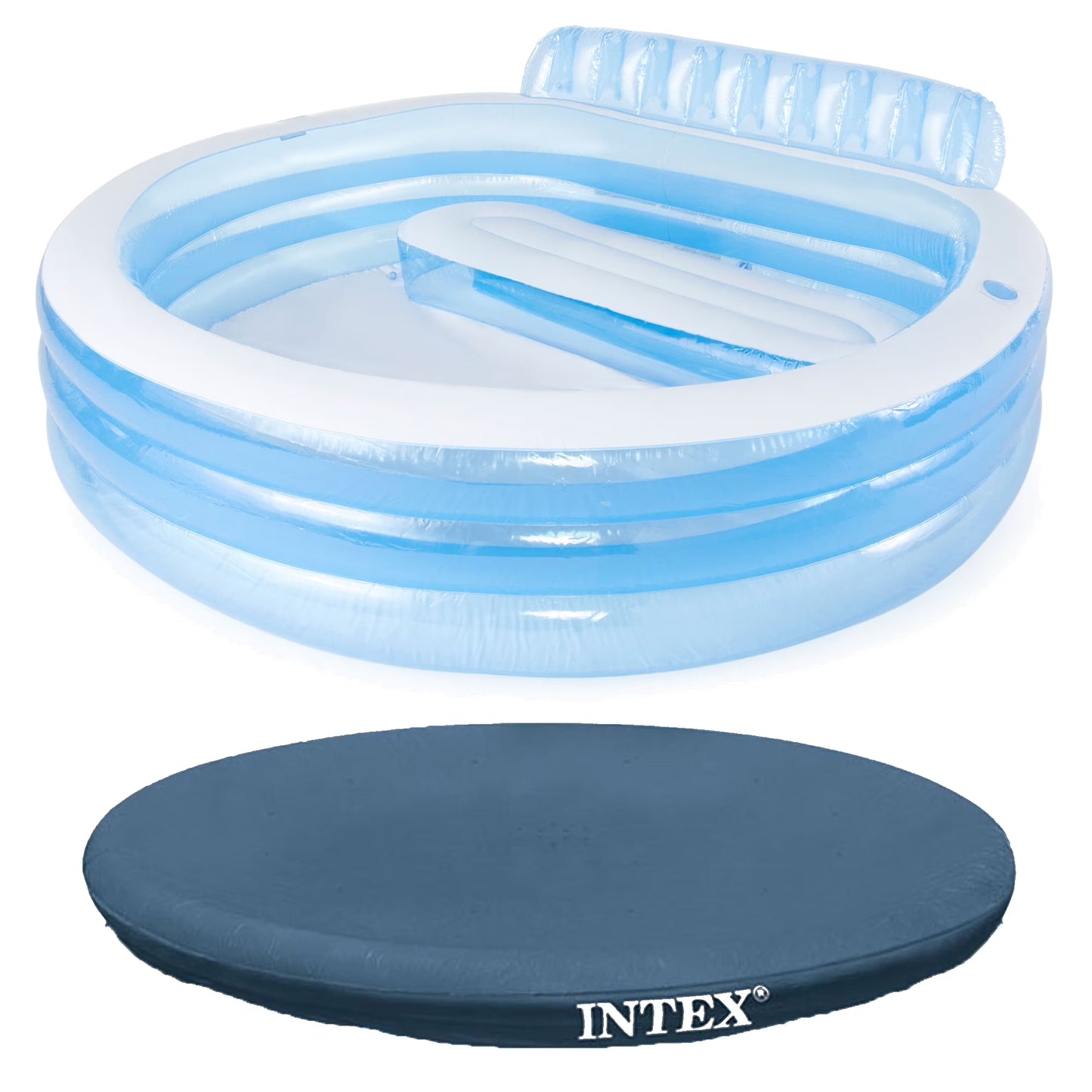 Swim Center Round Inflatable Outdoor Lounge Pool with Pool Cover