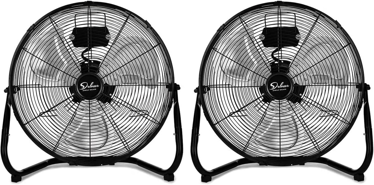 18 inch 3-Speed High Velocity Heavy Duty Metal Industrial Floor Fans Quiet for Home Commercial, Black, 2 Pack(18"-2pack)