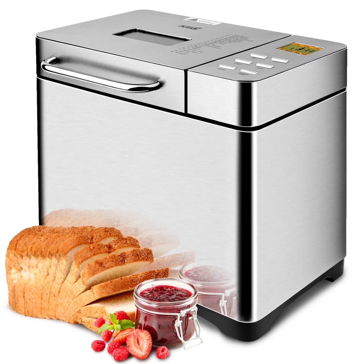 19-in-1 2LB Bread Maker Machine Fully Automatic LCD Display,Stainless Steel Model# 013