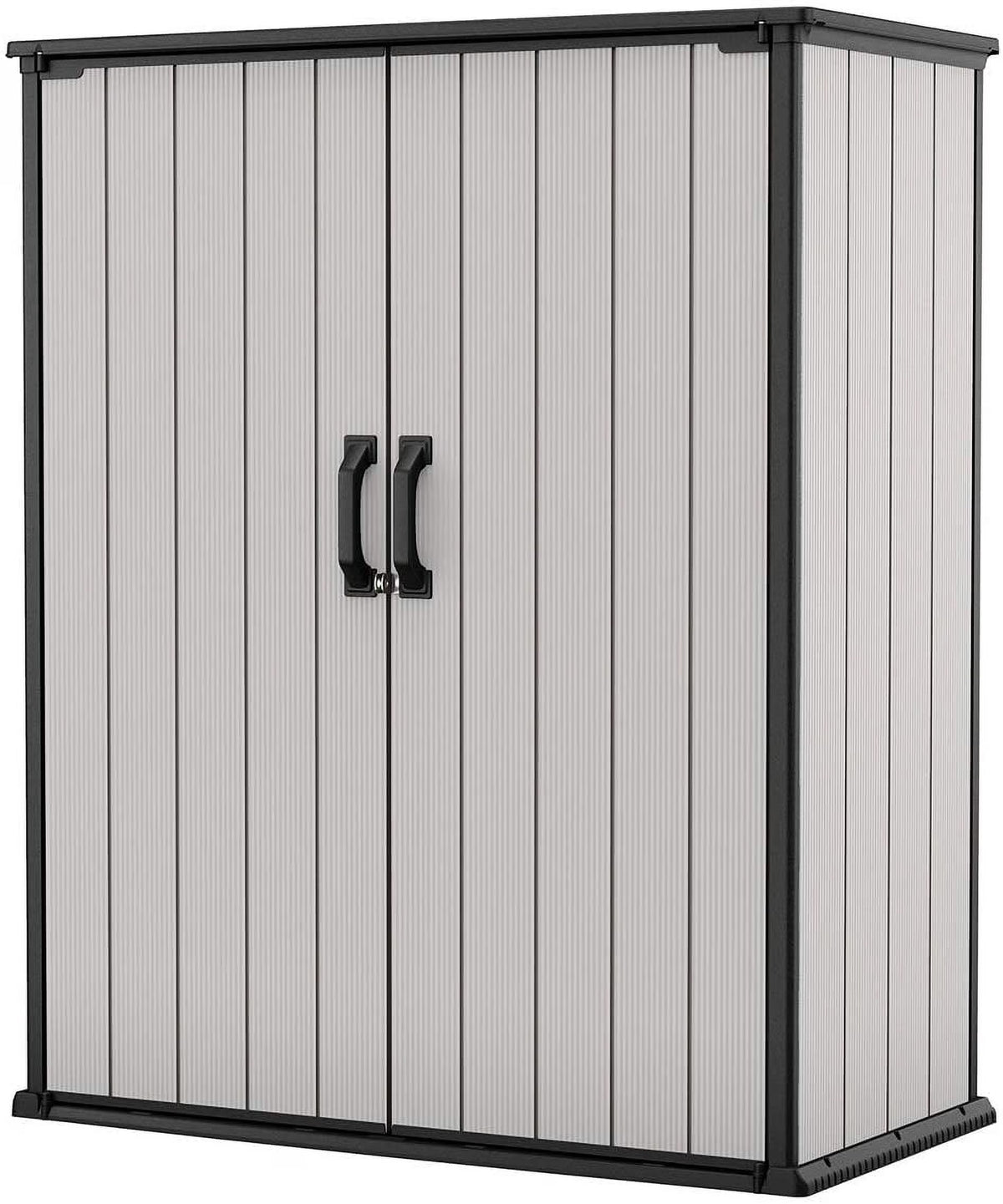 Premier Tall Vertical Durable Resin Outdoor Storage Shed With Floor and Locking Double Doors, Grey(62. 05 cubic foot)