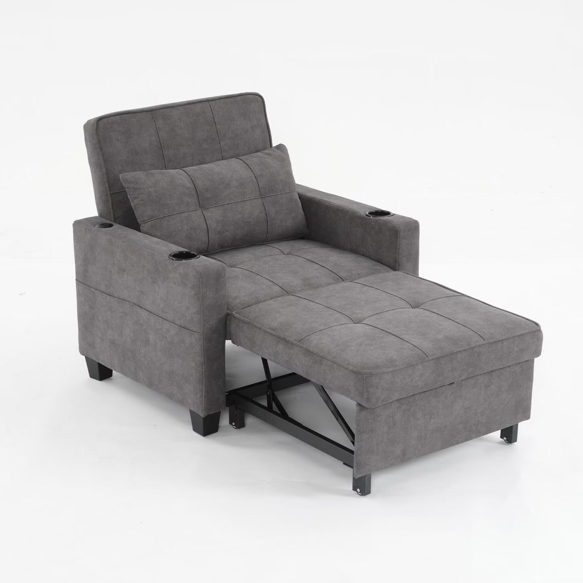 Convertible Futon Sofa Bed, 3-in-1 Multi-Functional Sleeper Chair Bed with USB Ports, Adjustable Backrest Recliner,for Living Room Bedroom Small Space, Tech Cloth, Dark Grey(Tech cloth/Dark Grey)