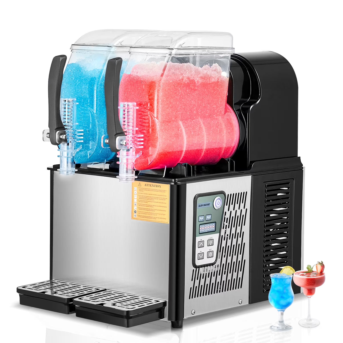 Commercial Slushy Machine, 4L*2 Tank Slushie Machine, Frozen Drink Machine with Temperature Preservation, Slushy Maker Machine