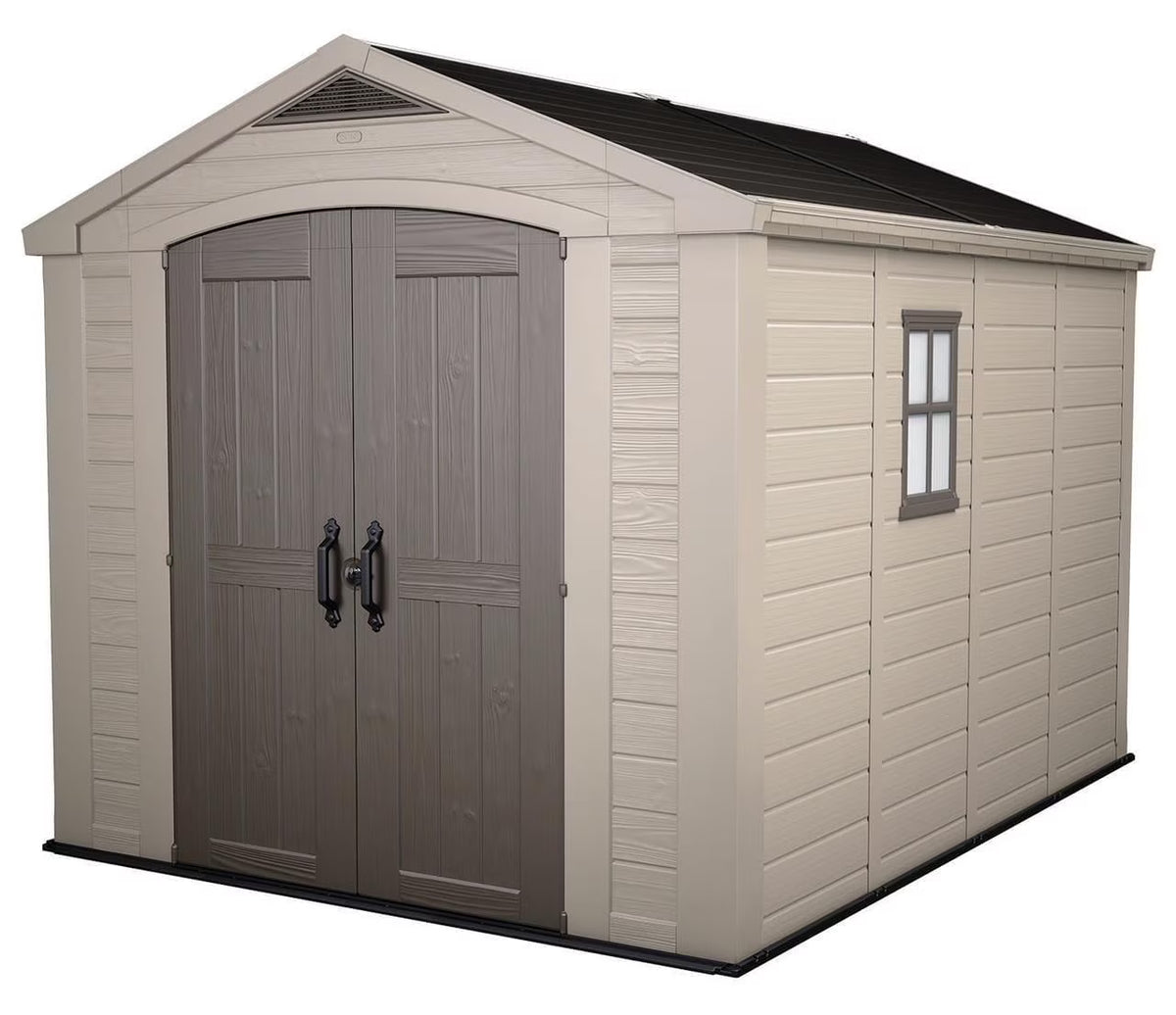 Factor 8 x 11 Foot All Weather Resin Outdoor Storage Shed, Taupe(8 x 11)