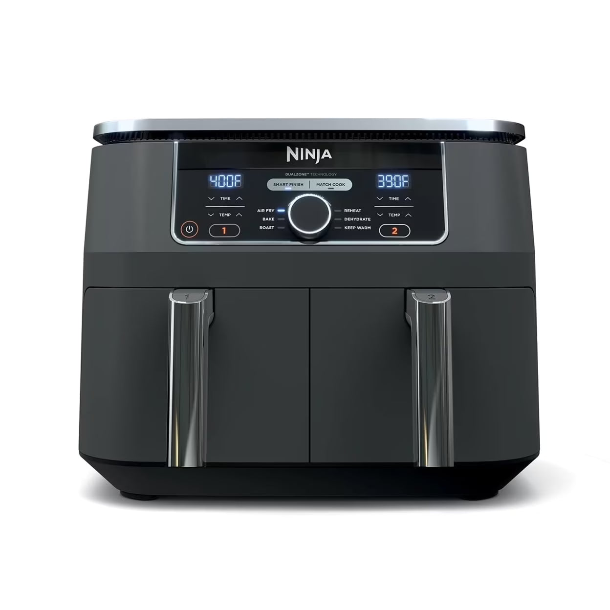 Foodi 8 qt 2-Basket Air Fryer, Black DualZone Technology, Smart Finish