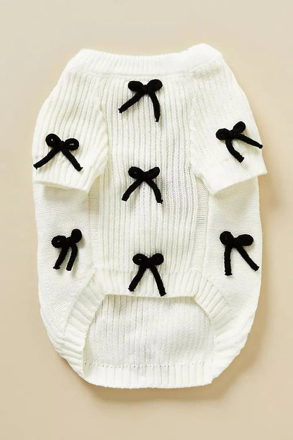 Premium Black 3D Bow Design Winter Sweater for Pets