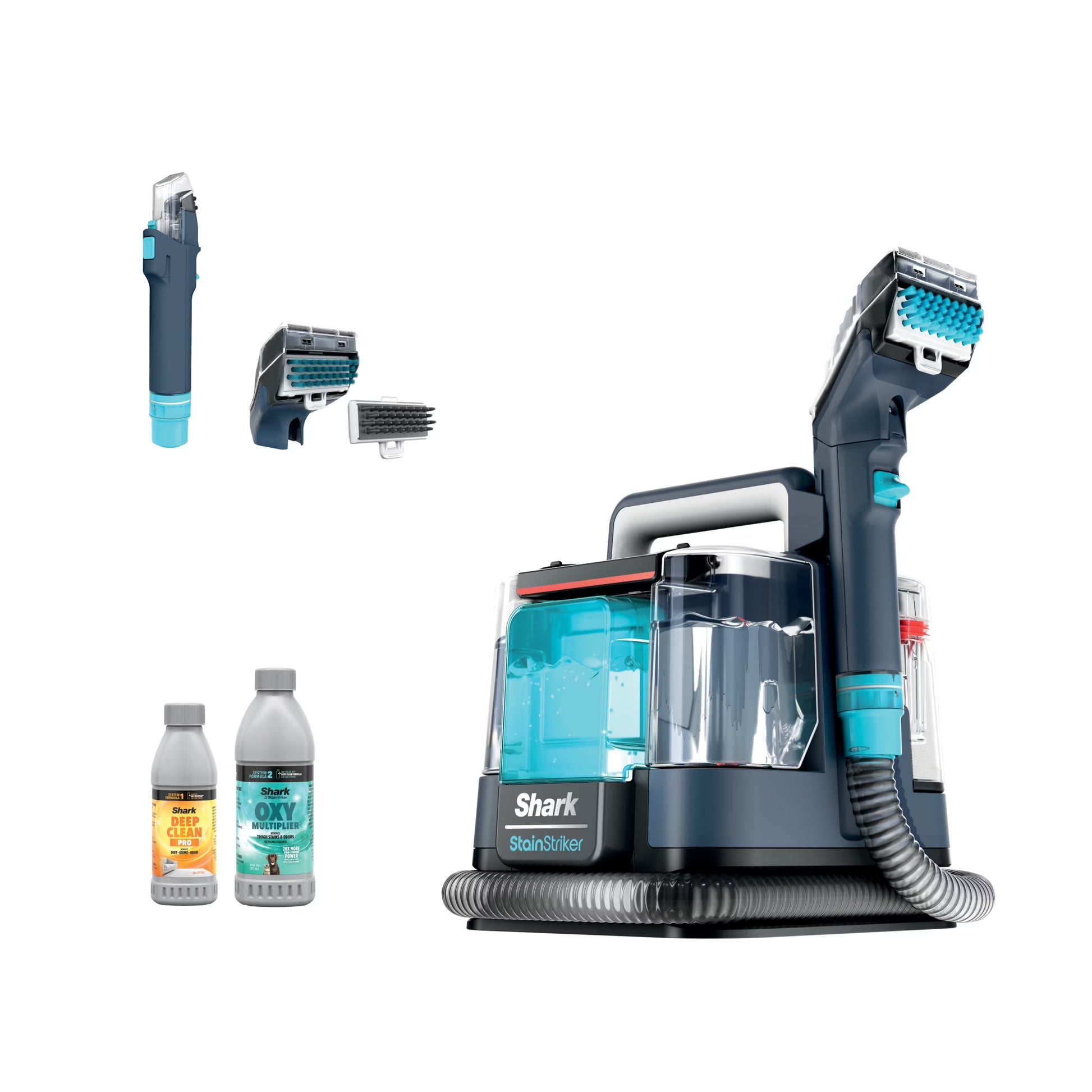 StainStriker Carpet and Upholstery Cleaner, Portable with 2 Tools, 6oz Deep Clean Pro Formula and 12oz OXY Multiplier Formula, PX200 Navy/White( StainStriker Portable Carpet Cleaner PX200)