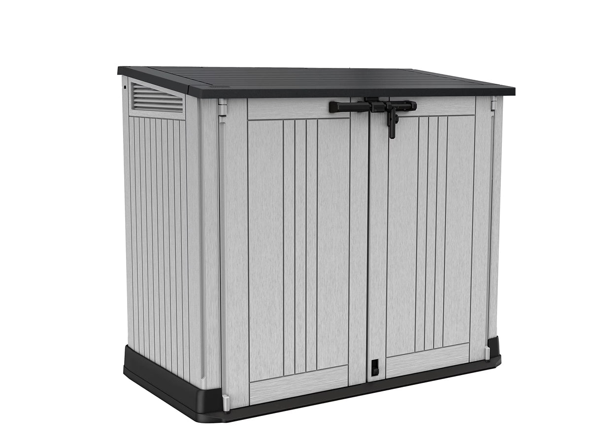 Store-It-Out Prime 4.3 x 3.7 ft. Outdoor Resin Storage Shed with Easy Lift Hinges, Perfect for Yard Tools, Pool Toys and Garden Accessories, Grey