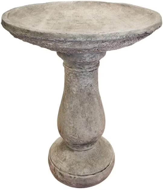 Oval 2 Piece Birdbath 24" Tall Pre-Aged