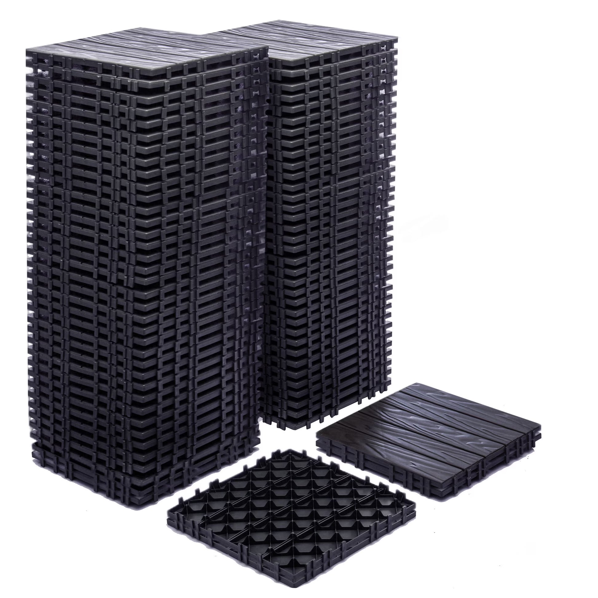 76-Pack Plastic Interlocking Deck Tiles 68.80 Sq.Ft Outdoor Plastic Flooring Super Durable Waterproof All-Weather Indoor/Outdoor(Gray)