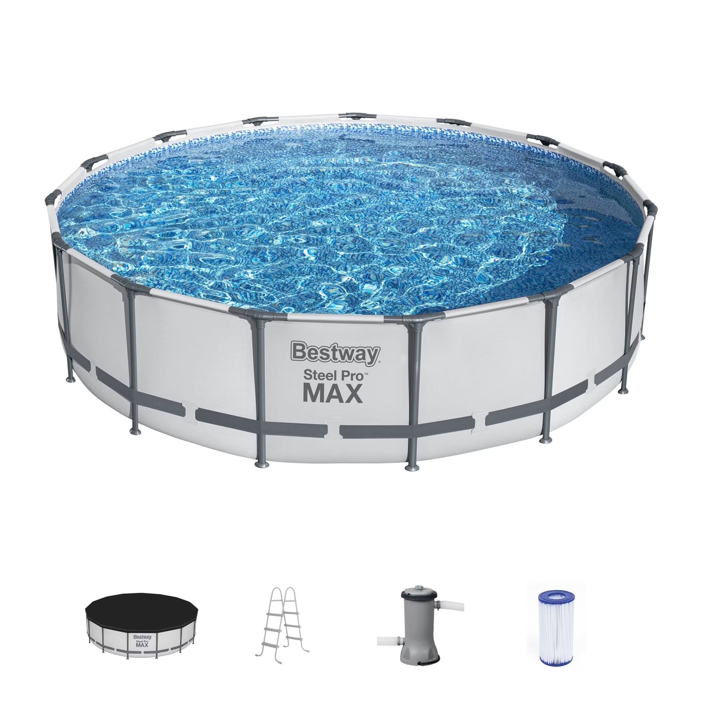 Steel Pro MAX 15' x 42" Round Above Ground Swimming Pool Set(15 x 42/Gray)