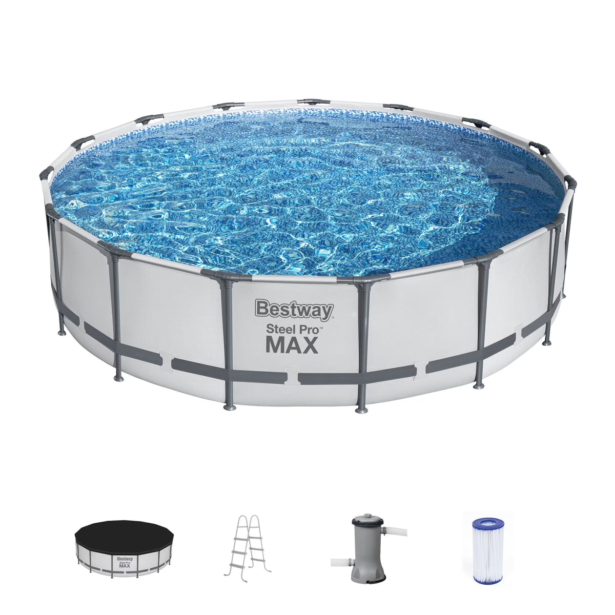 Steel Pro MAX 15' x 42" Round Above Ground Swimming Pool Set(15 x 42/Gray)