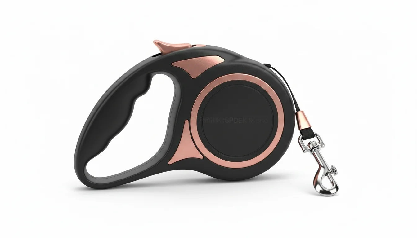 A-black-and-rose-gold-retractable-dog-leash-with-a-handle-and-silver-clasp-on-a-white-background.png