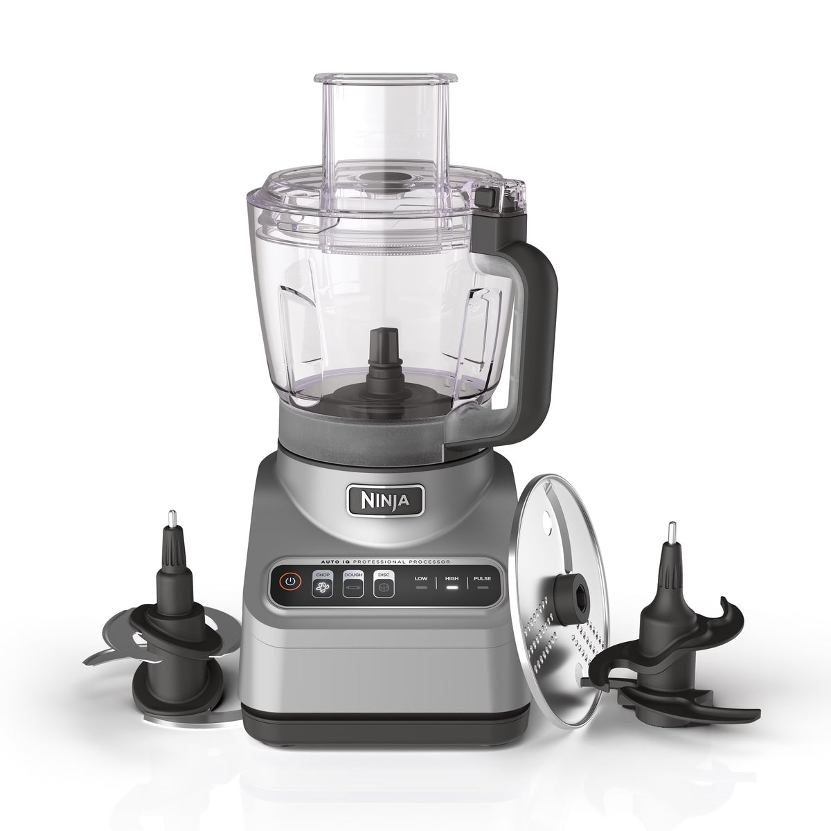 Professional 9 Cup Food Processor, 850 Watts, Auto-iQ 3 Presets, Chop, Dough, Slice, Shred, BN600 Silver(Gray)