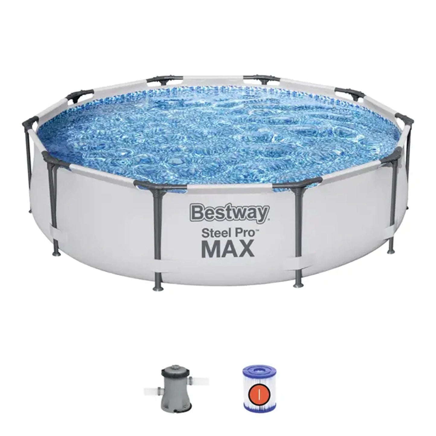 Steel Pro MAX 10'x30" Above Ground Outdoor Swimming Pool with Pump Metal frame pools Round