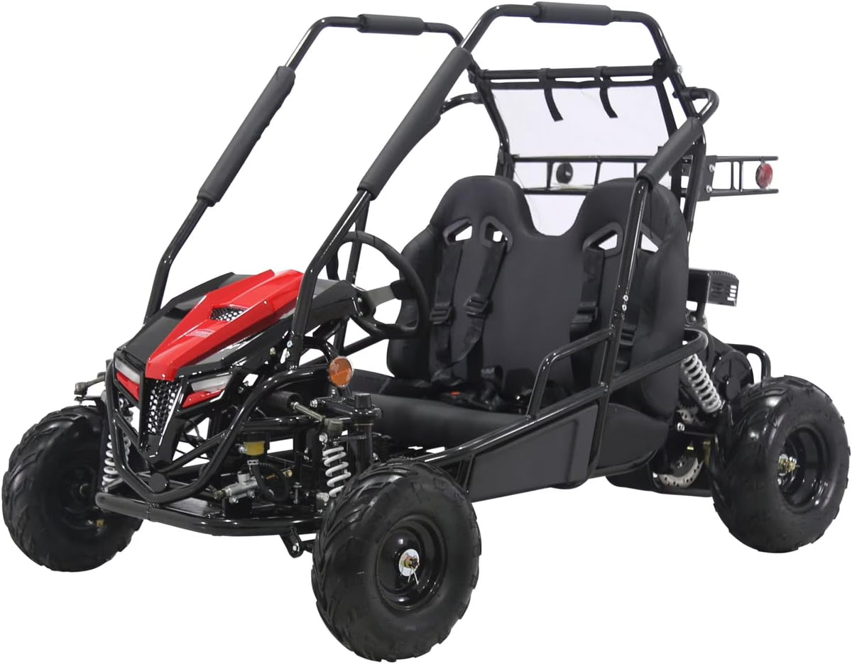 GK200 196cc Gas Powered Go-Kart, Two-Seater Off-Road Vehicle Up to 23 MPH, Rugged Suspension, Pull-Start Engine, Ages 13+, Red(2/GK200)