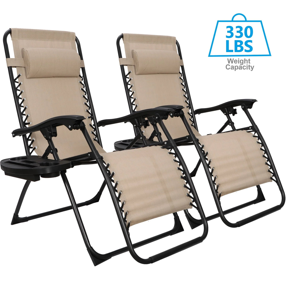 2 Pack Steel Zero-Gravity Chair Beige