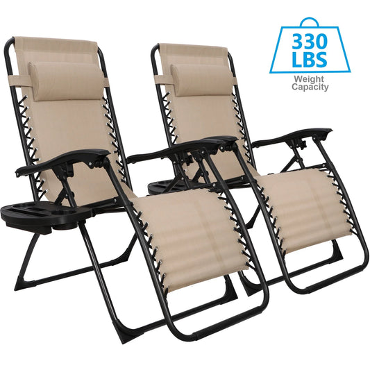 2 Pack Steel Zero-Gravity Chair Beige