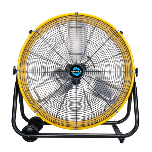 24 Inch Industrial Grade UL Safety Listed High Velocity Air Movement Heavy Duty Drum Fan 3 Speed Air Circulator Fan Industrial, Commercial, Residential, and Greenhouse Use(Yellow)