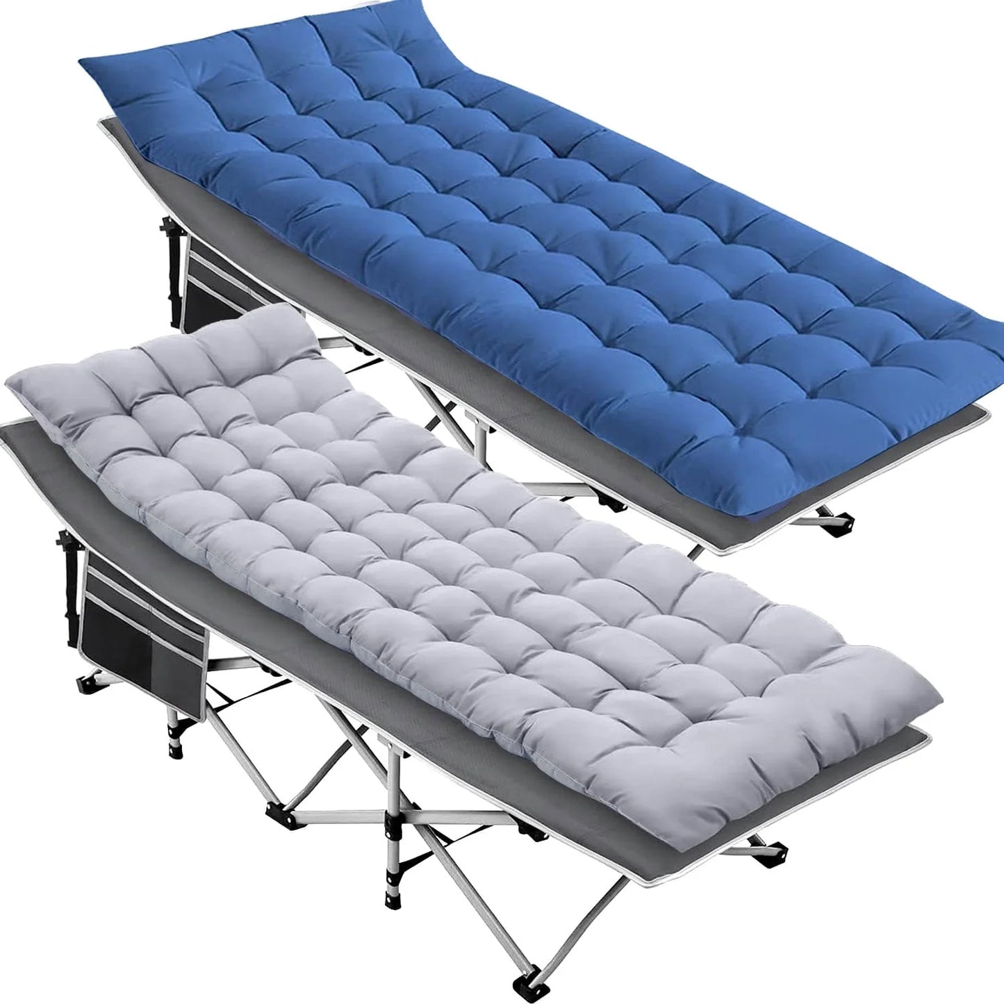 2 Pack Portable Folding Beds for Adults, Heavy Duty Outdoor Bed with Carry Bag