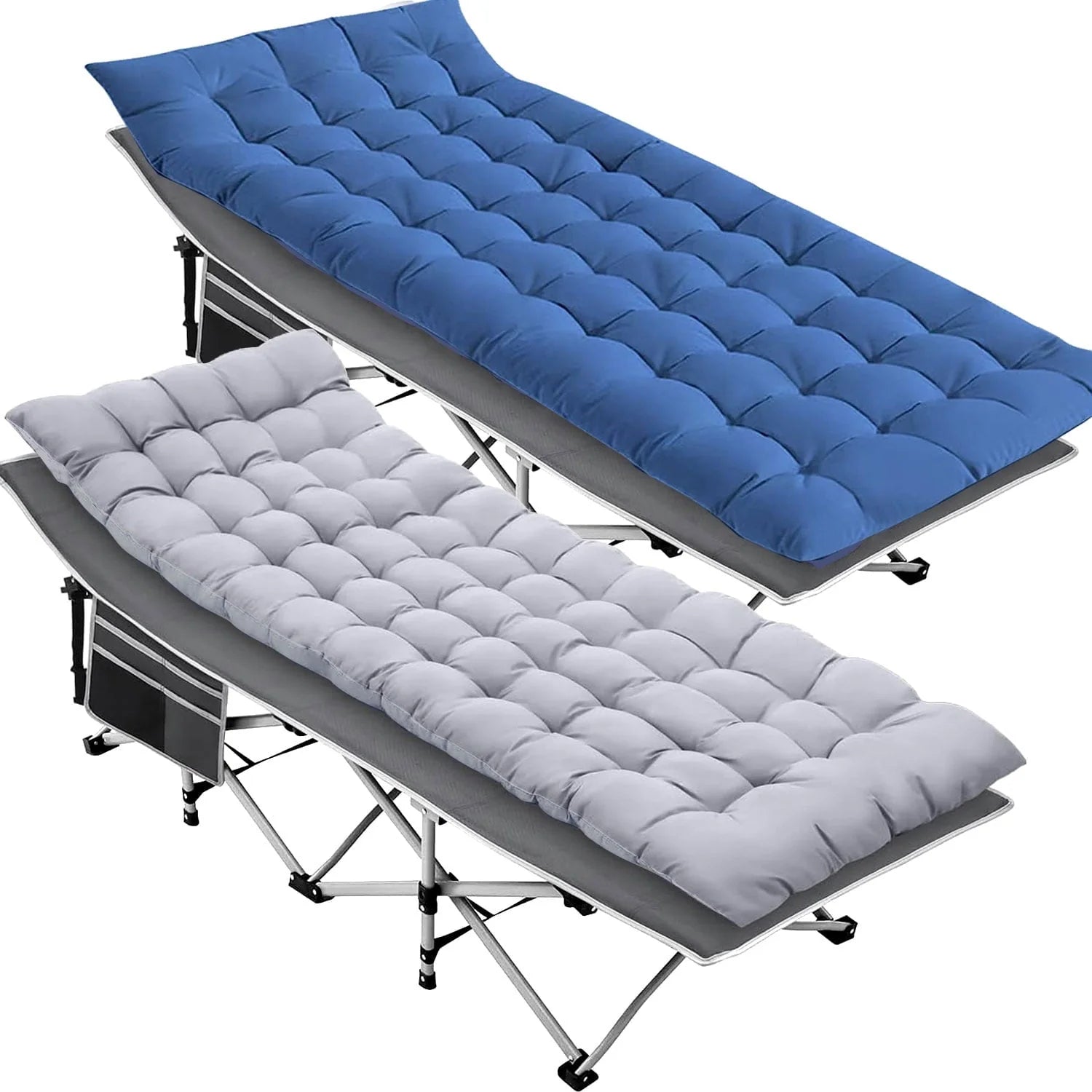 2 Pack Portable Folding Beds for Adults, Heavy Duty Outdoor Bed with Carry Bag