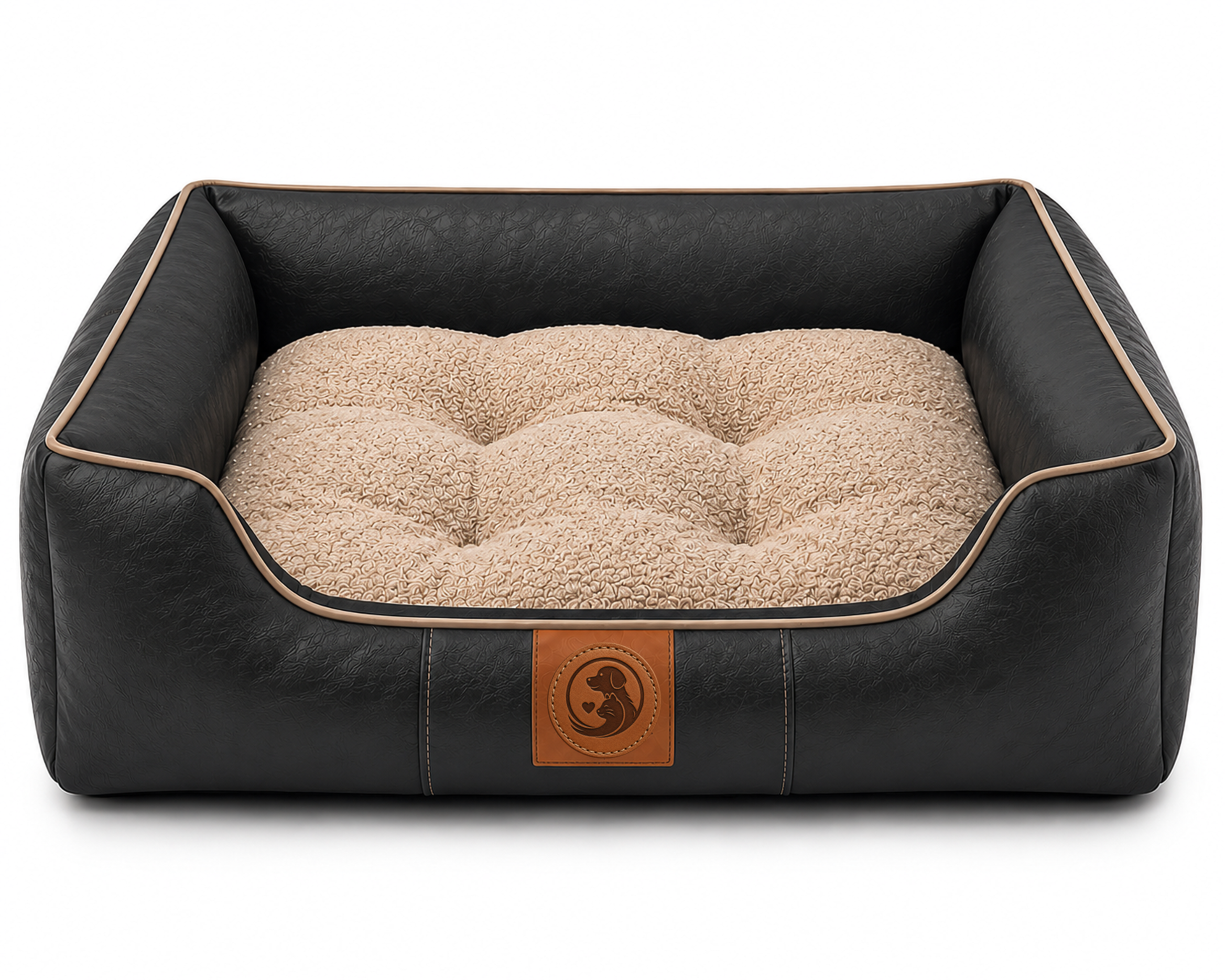 Luxury Faux Leather Orthopedic Dog Bed – Plush Washable Pet Sofa Bed for Dogs & Cats