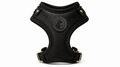 Black Leather-Look Pet Harness Vest with Gold-Tone Hardware