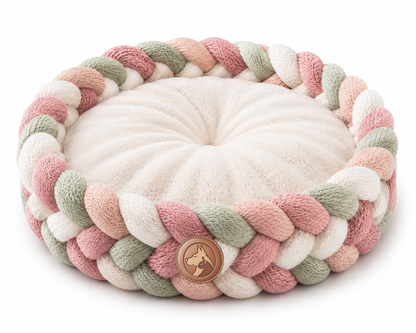 Handwoven Braided Calming Pet Bed Round Plush Nest