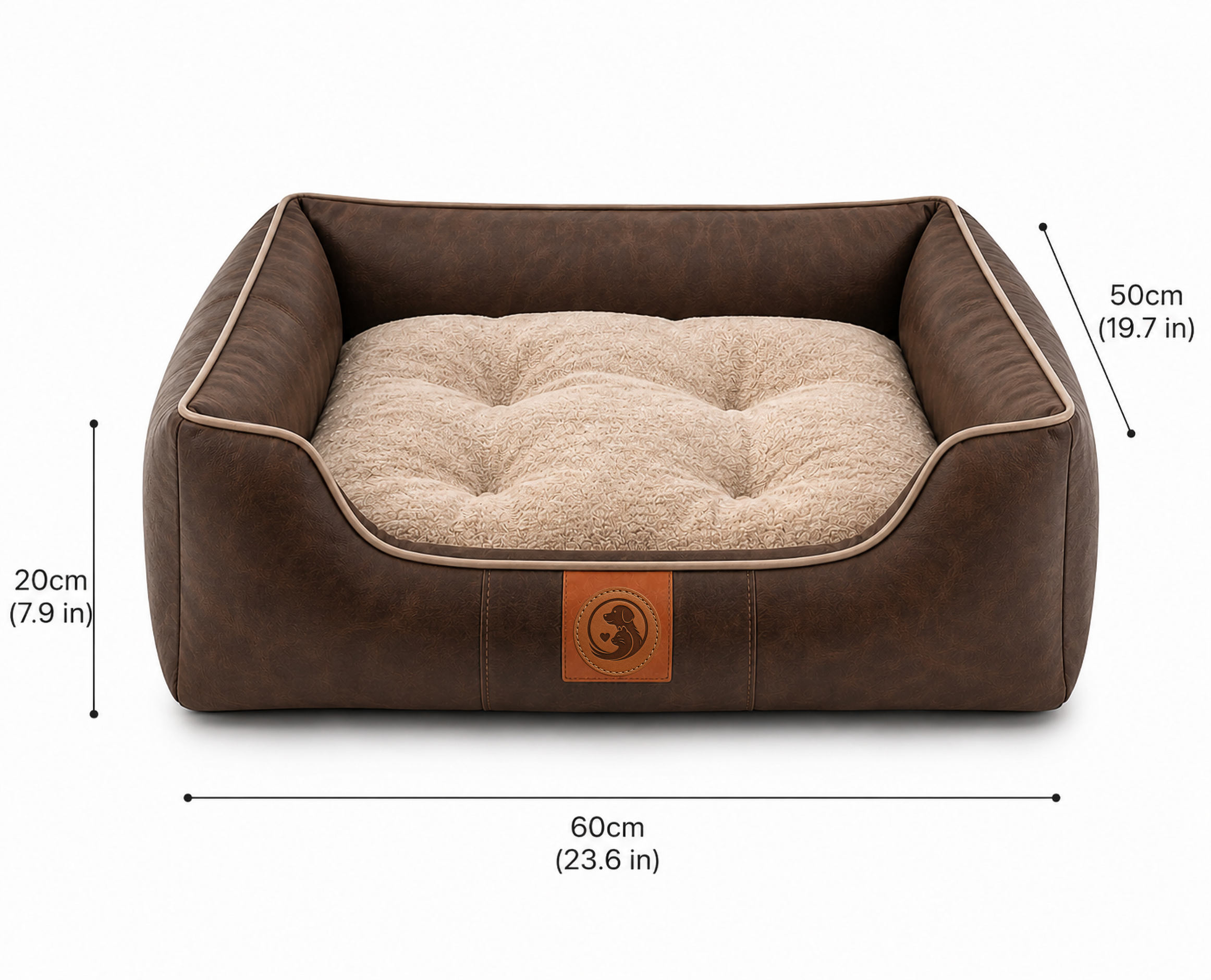 Luxury Orthopedic Faux Leather Dog Bed – Waterproof Raised Pet Sofa Bed with Plush Cushion