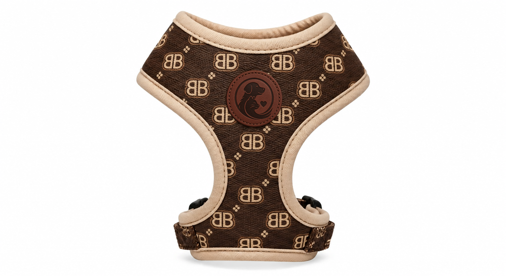 Monogram Pattern Pet Harness Vest – Brown & Beige