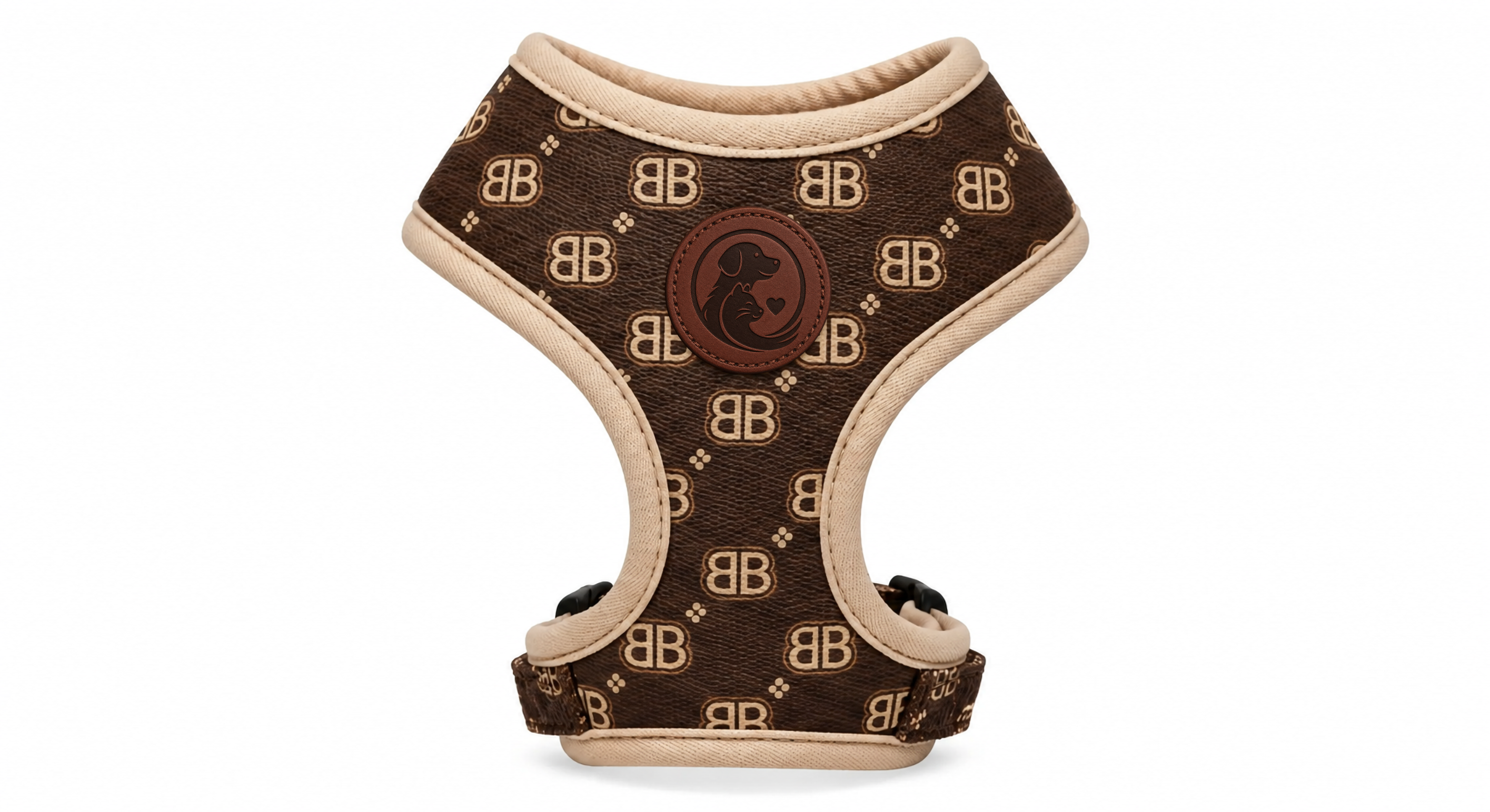 Monogram Pattern Pet Harness Vest – Brown & Beige