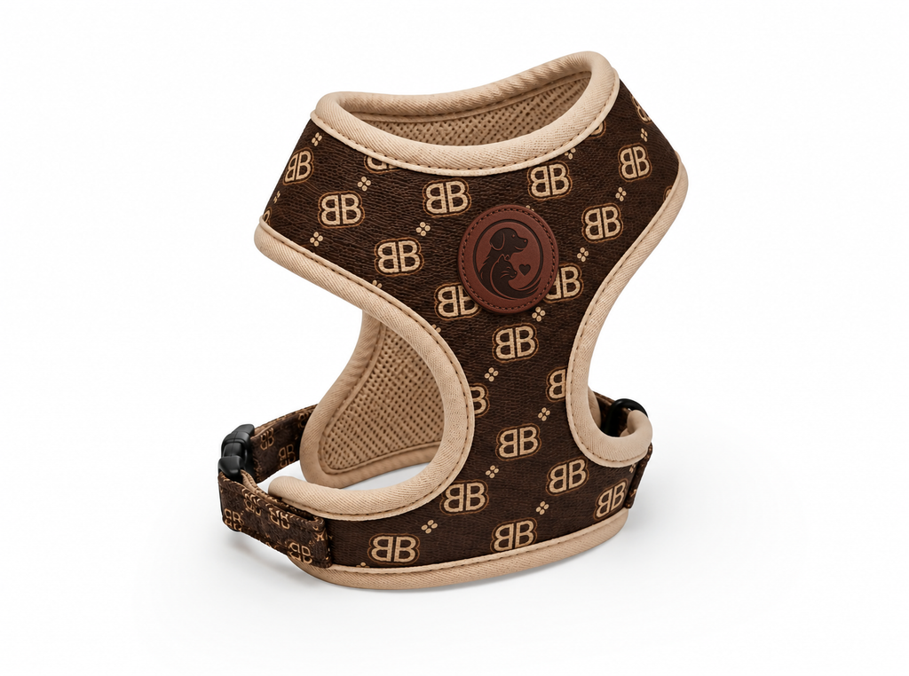 Monogram Pattern Pet Harness Vest – Brown & Beige