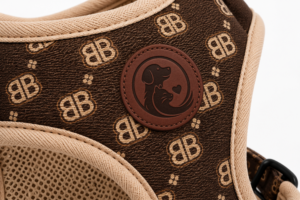 Monogram Pattern Pet Harness Vest – Brown & Beige