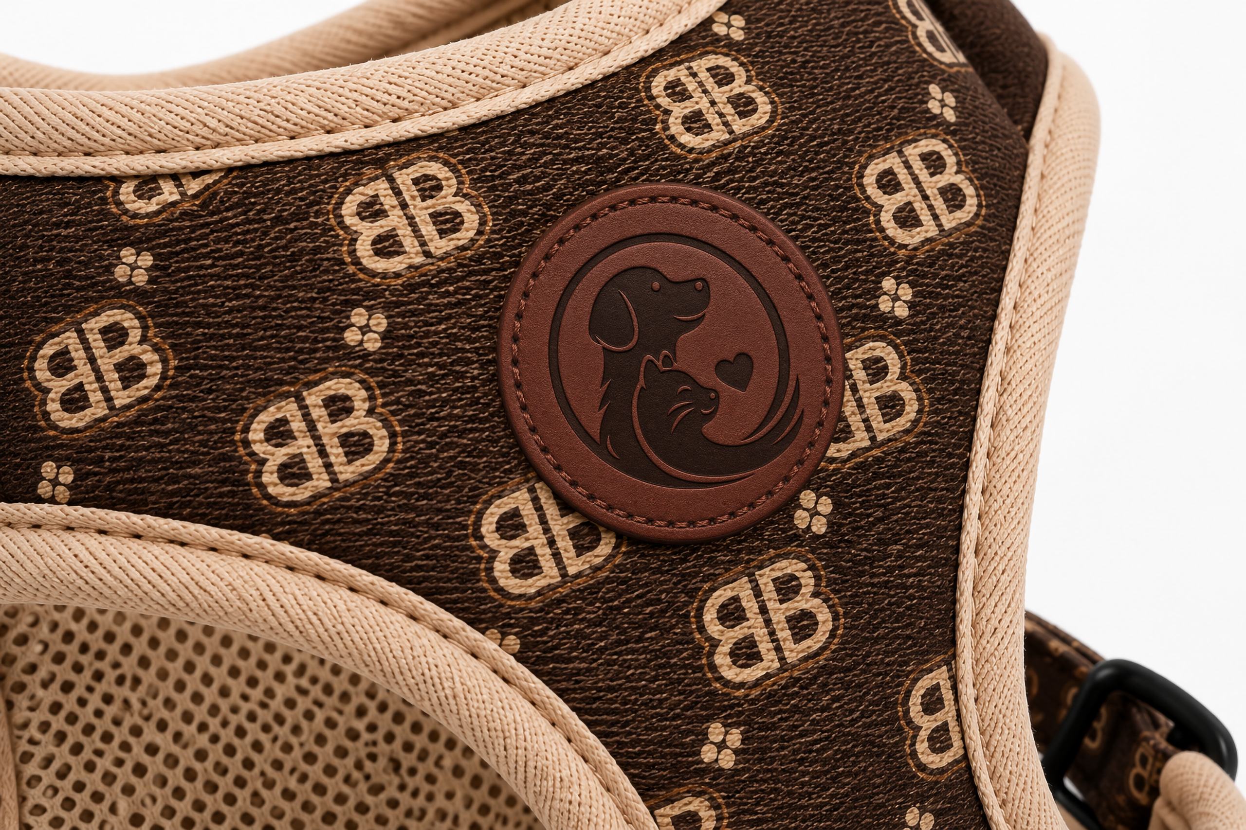 Monogram Pattern Pet Harness Vest – Brown & Beige