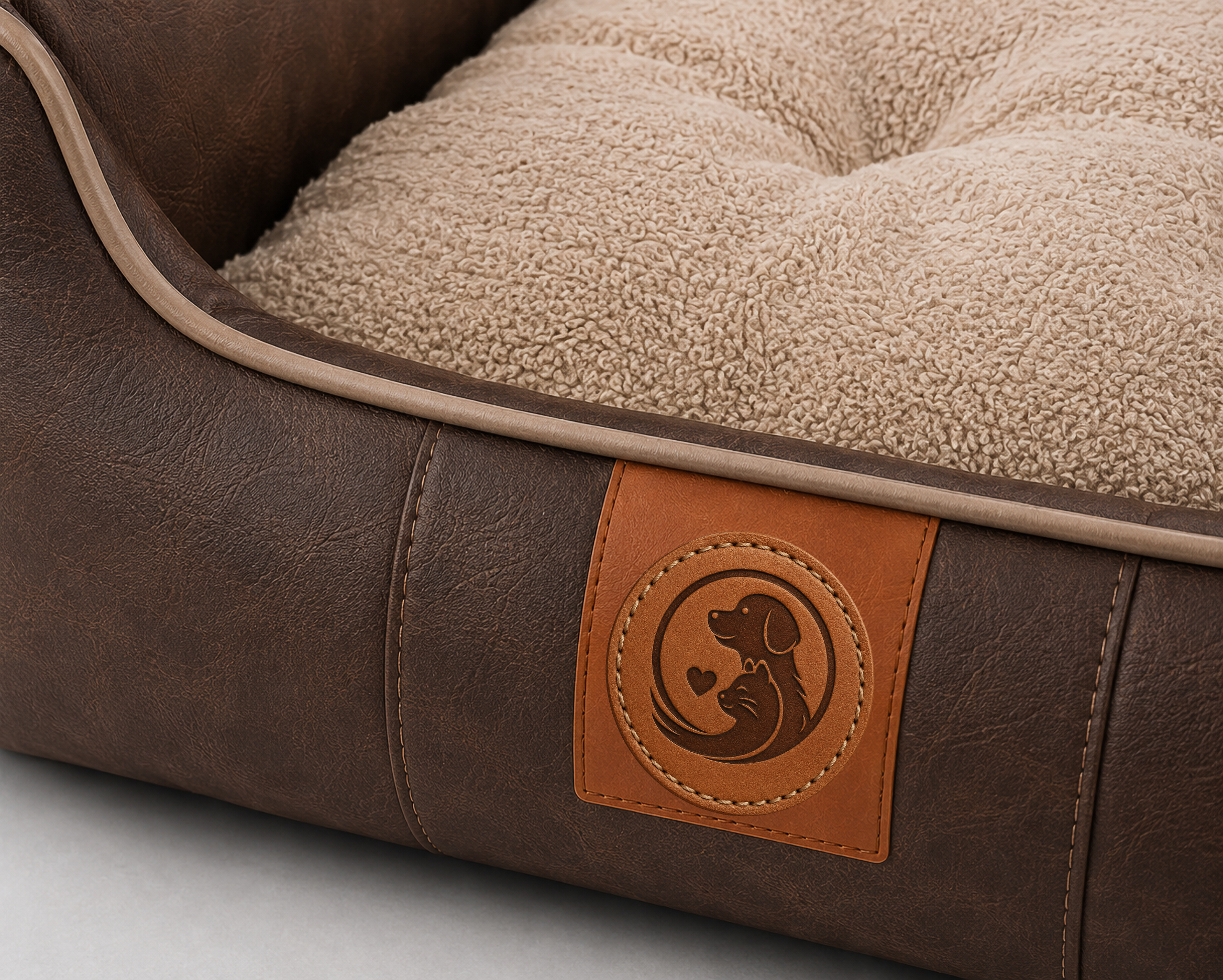 Luxury Orthopedic Faux Leather Dog Bed – Waterproof Raised Pet Sofa Bed with Plush Cushion