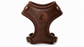 Brown Leather-Look Pet Harness Vest with Gold-Tone Hardware