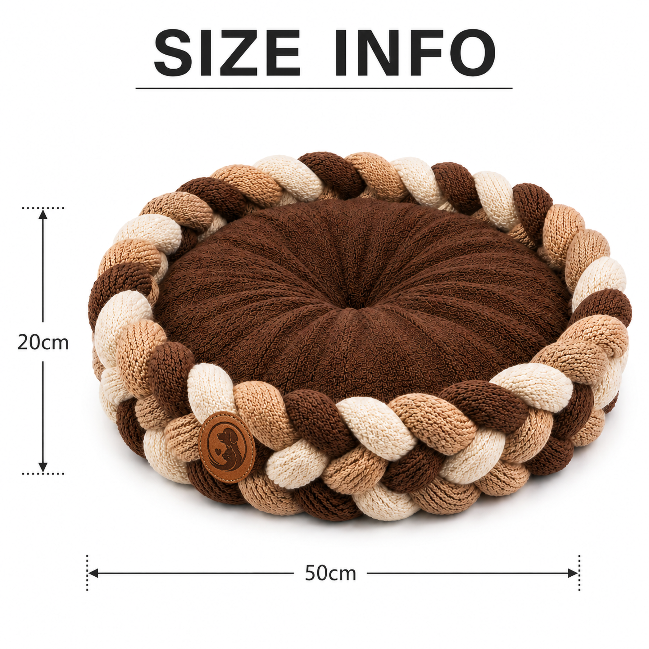 Handcrafted Braided Round Pet Bed Cushion – Soft Knitted Lounger for Dogs & Cats