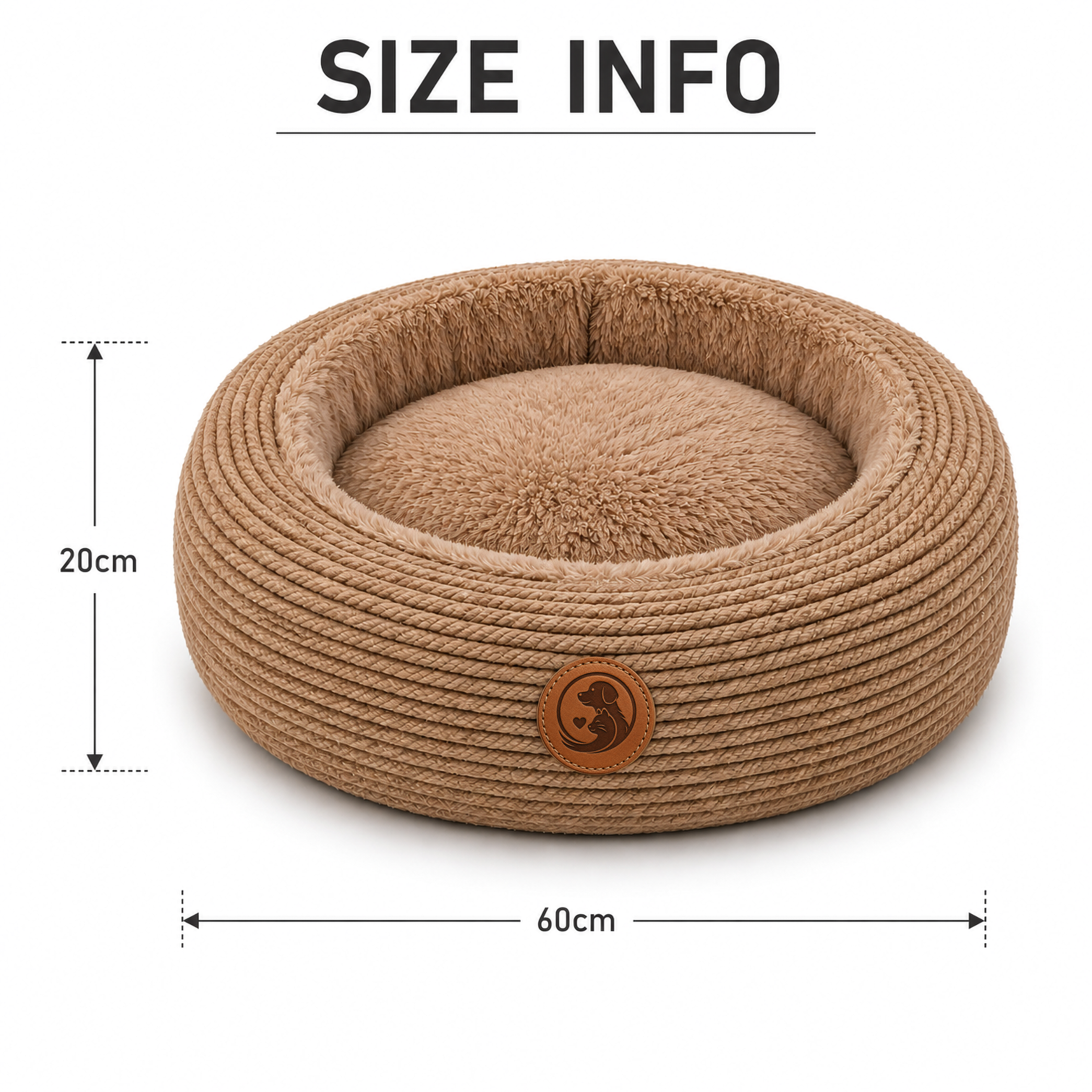 Woven Round Calming Pet Bed – Plush Cushion Lounger for Dogs & Cats