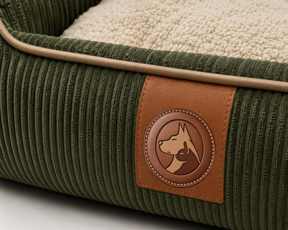 Corduroy Orthopedic Pet Sofa Bed with Plush Bolsters