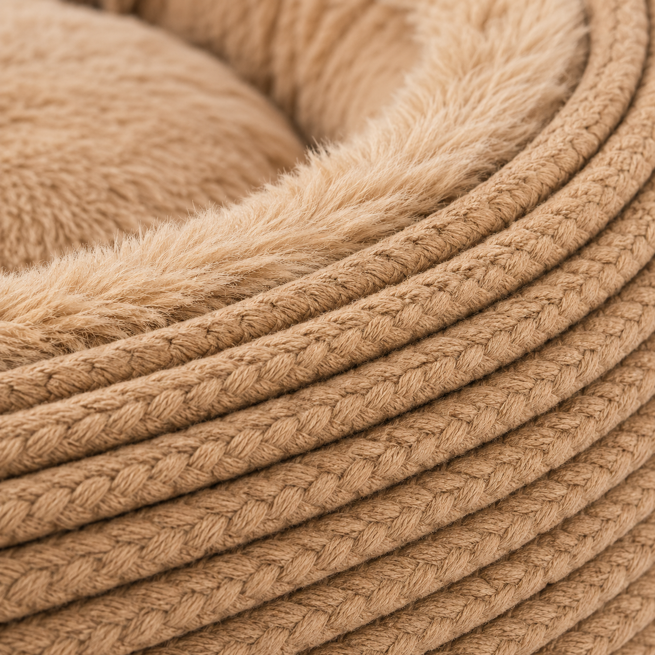 Woven Round Calming Pet Bed – Plush Cushion Lounger for Dogs & Cats