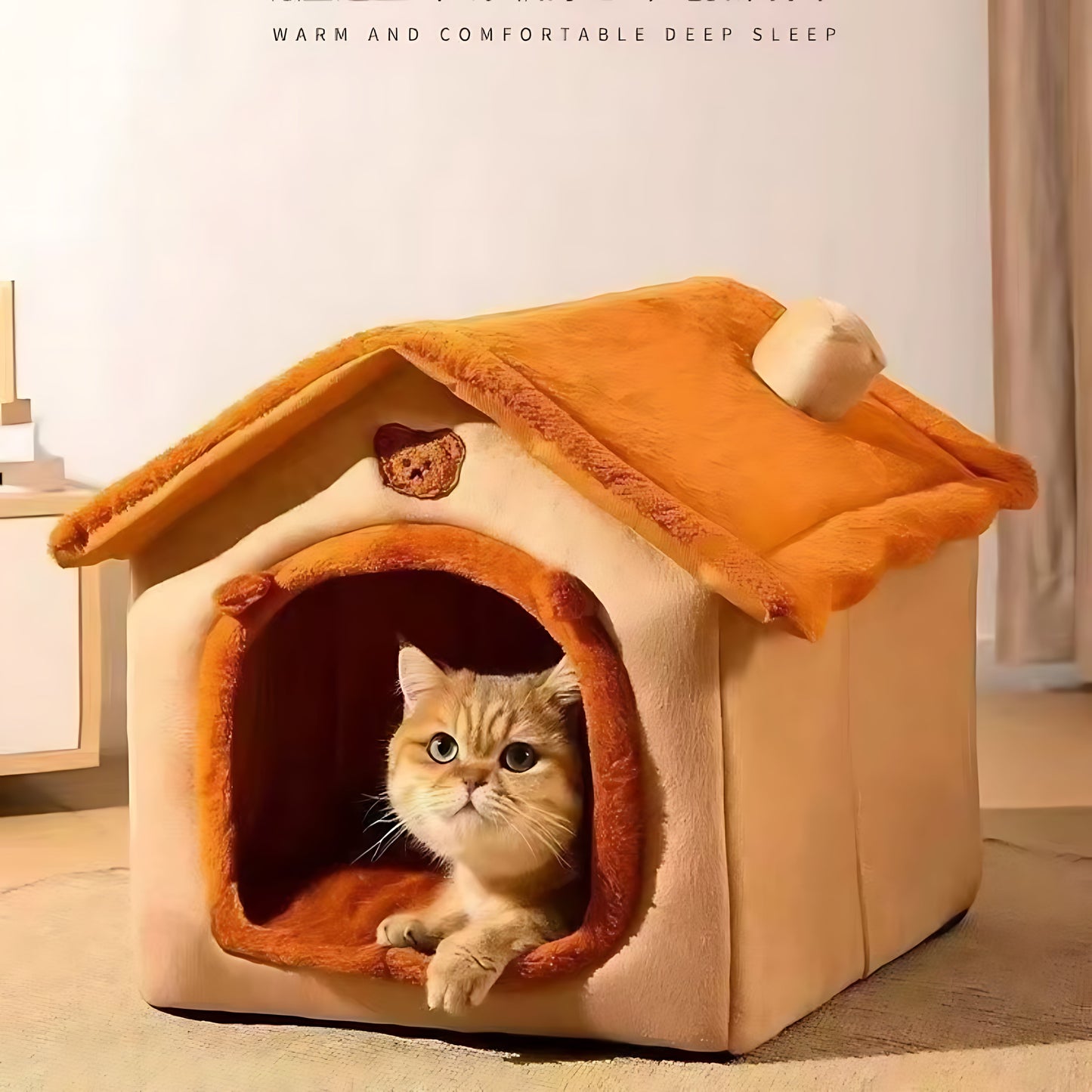 Enclosed Indoor Pet House Bed – Plush, Washable Comfort