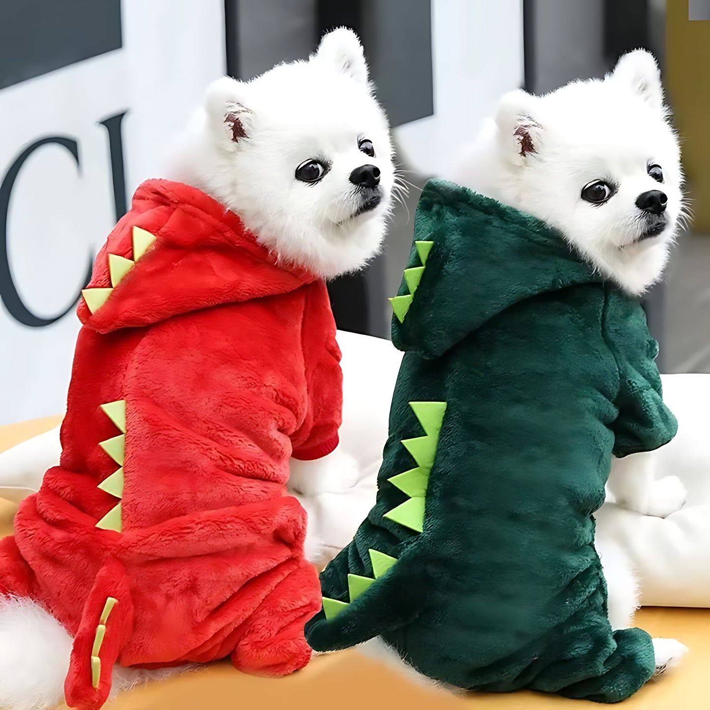 Fleece Dinosaur Dog Hoodie Winter Coat for Small Pets