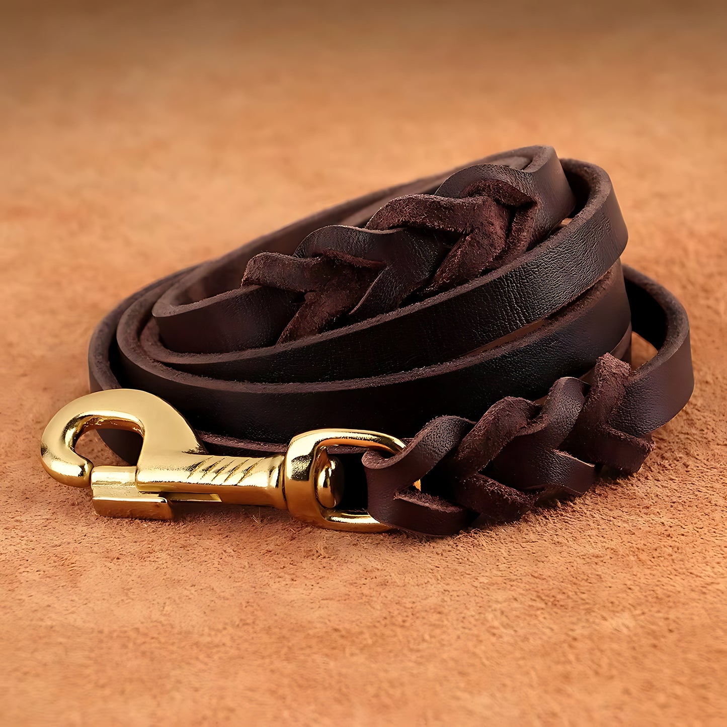 Genuine Leather Dog Collar & Lead Set – Braided Heavy Duty Leash