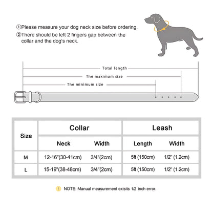 Genuine Leather Dog Collar And Leash Set For Large Dogs