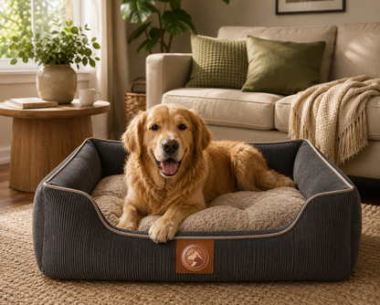 Corduroy Orthopedic Pet Sofa Bed – Plush Raised Sides