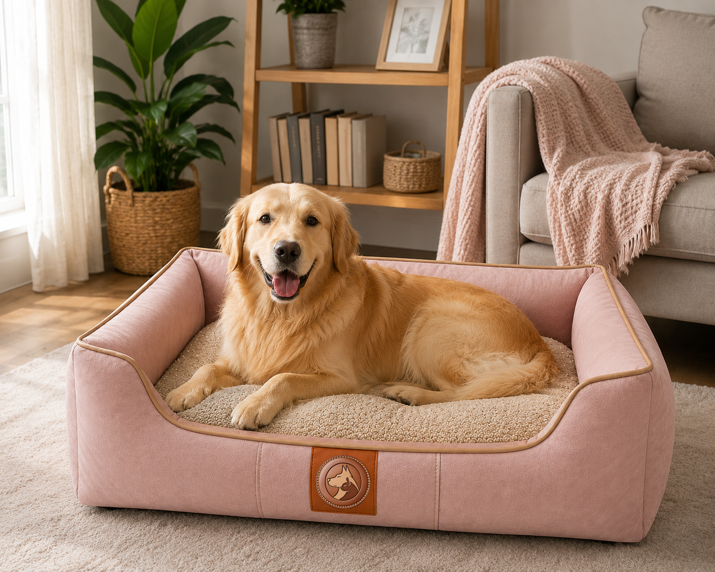 Orthopedic Pet Sofa Bed – Plush Cushion & Raised Sides